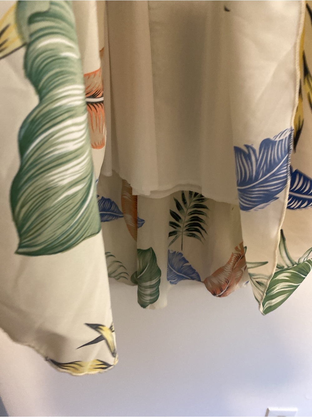 Vintage Unbranded Cream Tropical Leaf Midi Skirt with Elastic Waist and Pockets - Picture 3 of 6